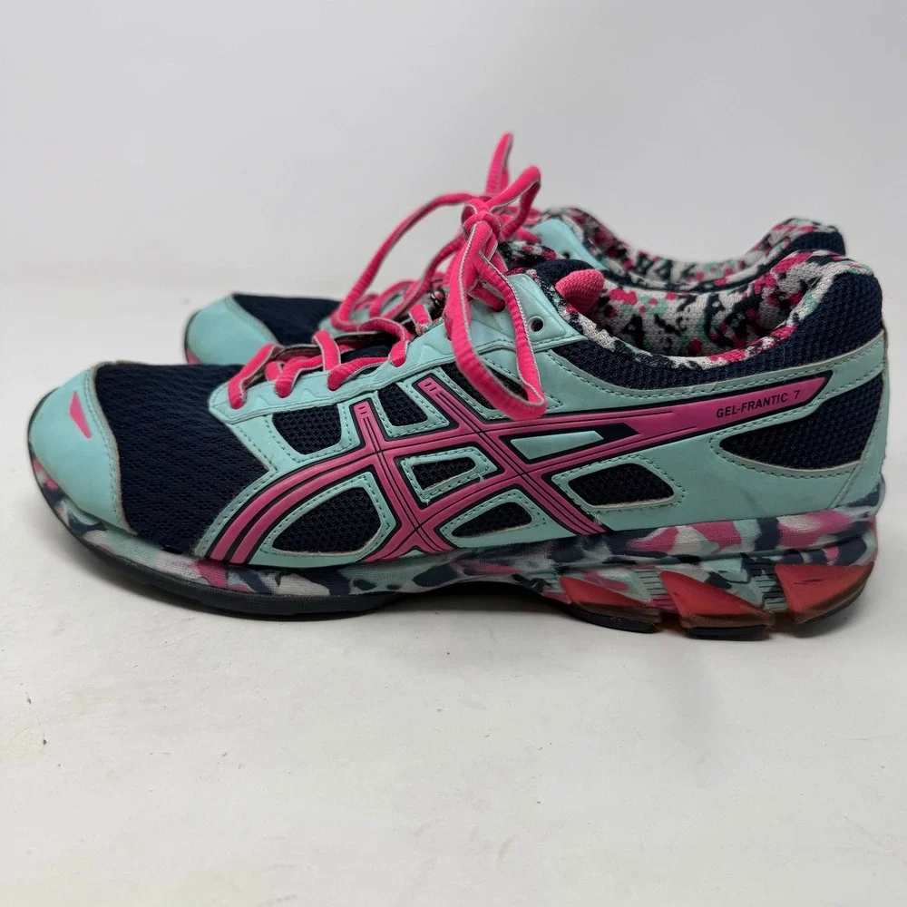 ASICS Gel-Frantic 7 Womens Running Shoes Navy Blue Pink T3A6Q Size 8.5